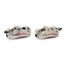 Brembo | RH single caliper P4 30mm,GP4-MS, Billet Monobloc, 100mm Radial Mount, Front, Nickel (Finned Caliper)
