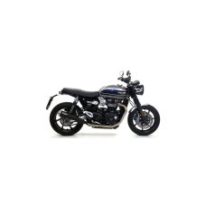 Arrow TRIUMPH THRUXTON/SPEED TWIN 1200/1200R HOMOLO.DARK NICHROM PRO-RACE RH+LH WITH CARBON END CAP FOR ORIGINAL COLLEC.